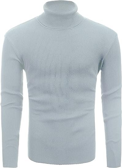 Men's Slim Fit Pullover Sweaters Ribbed Turtleneck Knitted Sweater Casual Solid Thermal Tops