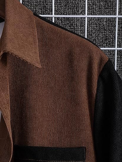 Men's Casual Button Up Shirt Pocket Short Sleeve Colorblock Collar Blouse Tops